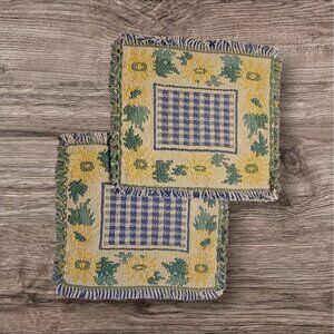 Vintage Pot Holders Multicolor Set Of 2 Cottagecore Farmhouse Floral Daisies